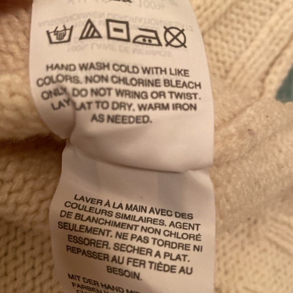 Madewell Cream Merino Wool Boxy L/S Gold Star Sweater Size SMALL *Small Flaw - Picture 9 of 10